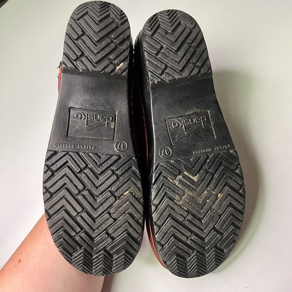 Dansko Red Leather Professional Comfort Mule Slip On Clogs Size 37 / 7 - Picture 9 of 10